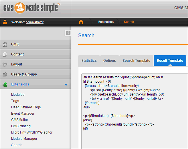 Image:CMS Made Simple: append search body to results